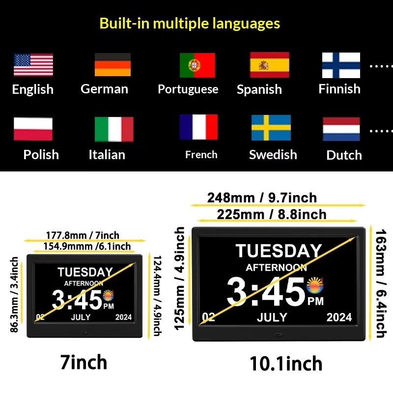 Digital Photo Frame Super Large Font Calendar Alarm Clock — image 6