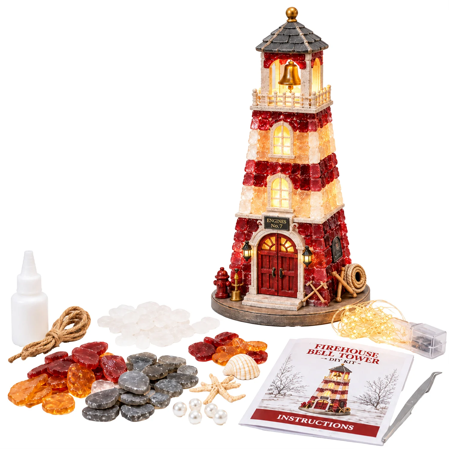 DIY Firefighter Memorial Tower Sea Glass Lighthouse Kit — image 5
