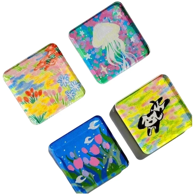 DIY Handmade Magnetic Fridge Magnets Square Transparent Tiles — image 3