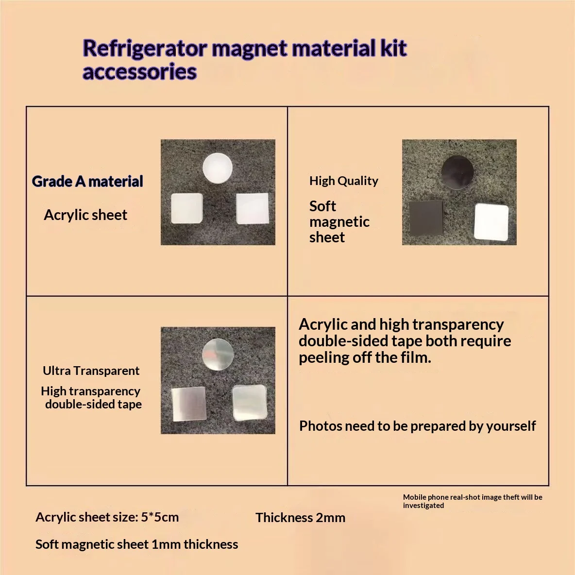 DIY Handmade Magnetic Fridge Magnets Square Transparent Tiles — image 2