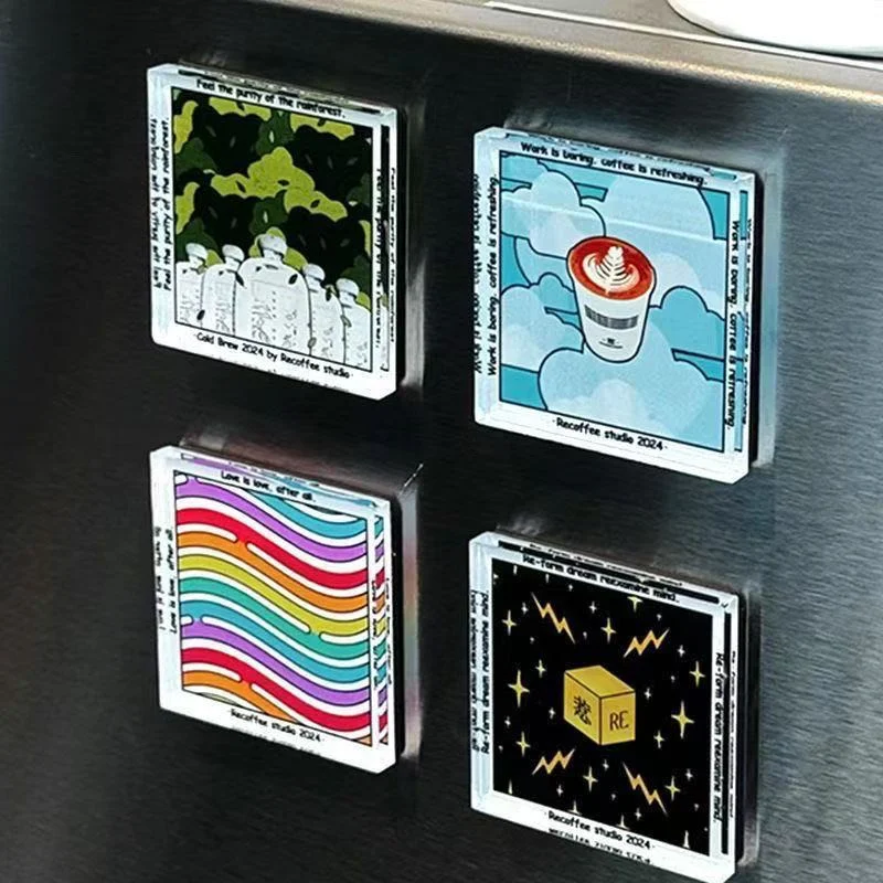 DIY Handmade Magnetic Fridge Magnets Square Transparent Tiles — image 5