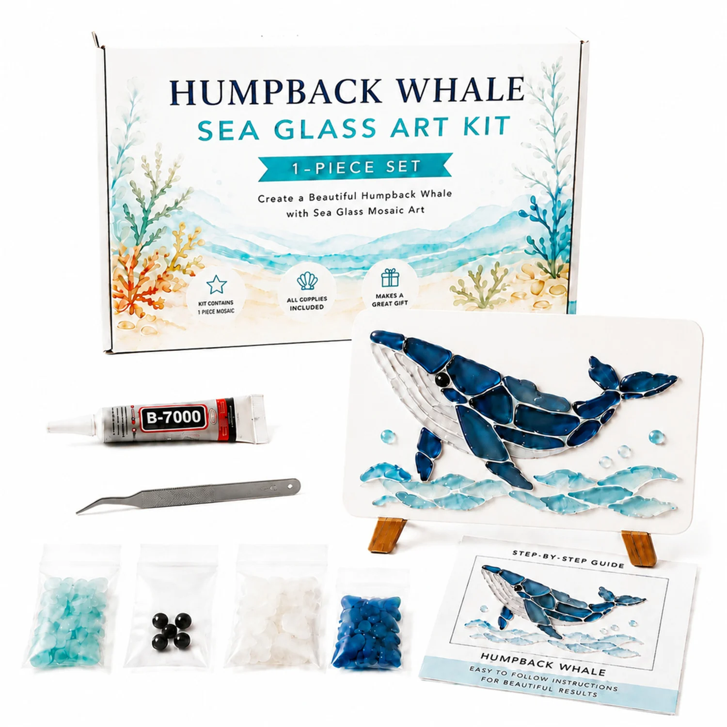 DIY Whale Sea Glass Mosaic Art Kit — image 1
