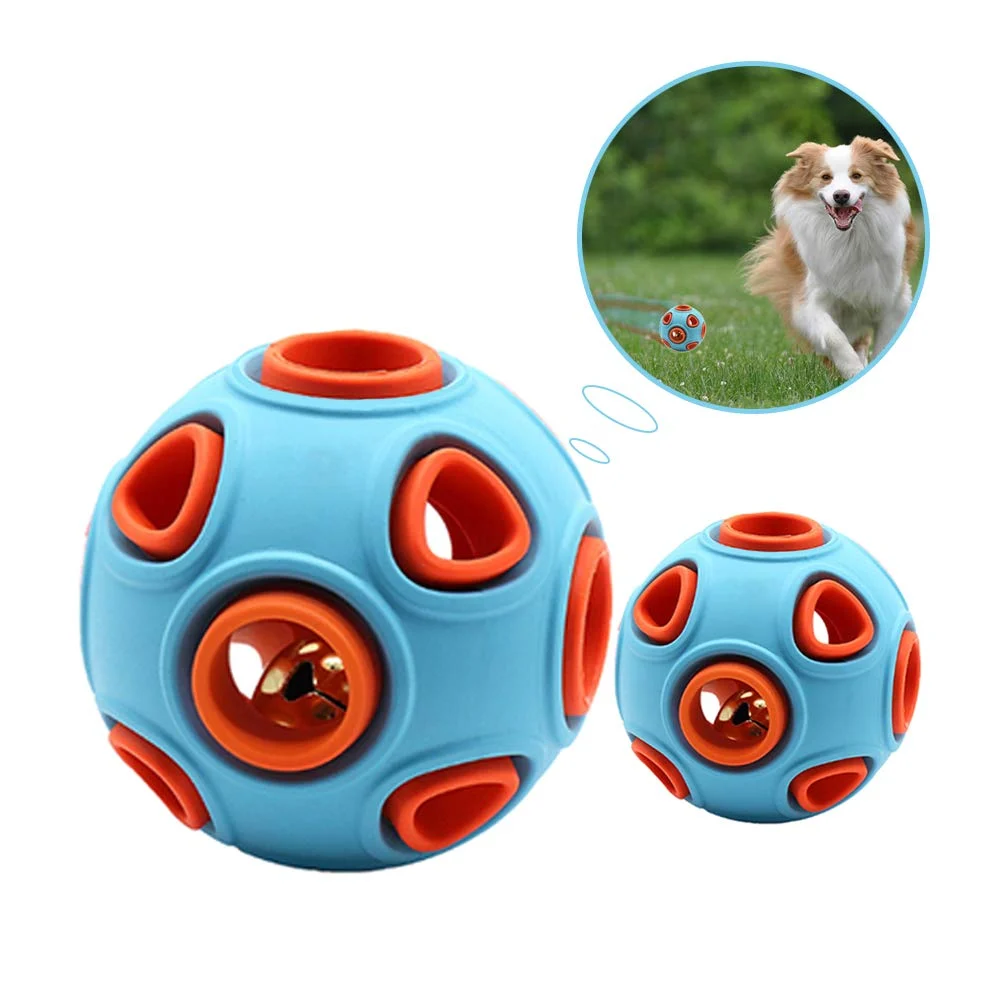 Dog Ball Toy, Interactive Toy With Ring Bell Squeak Toys Rubber Bouncy Pet Exercise… — image 4