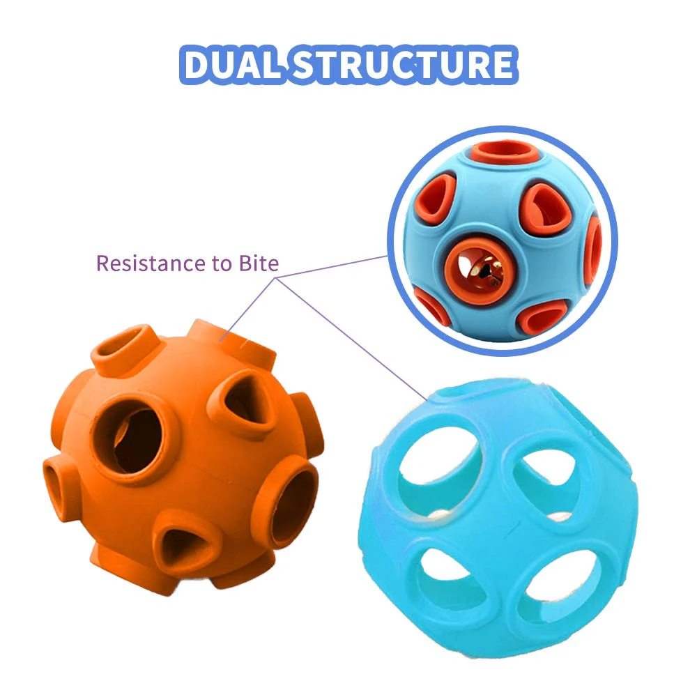 Dog Ball Toy, Interactive Toy With Ring Bell Squeak Toys Rubber Bouncy Pet Exercise… — image 3