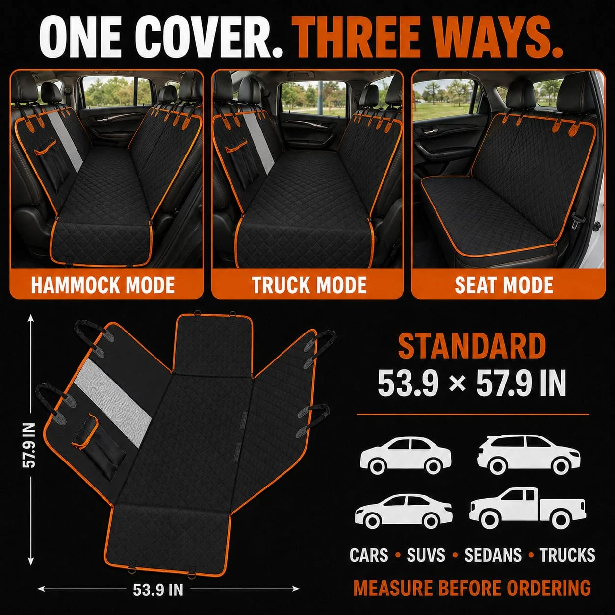 Dog Car Seat Cover For Back Seat, Waterproof Hammock Cars And Suvs Scratch-resistant,… — image 6