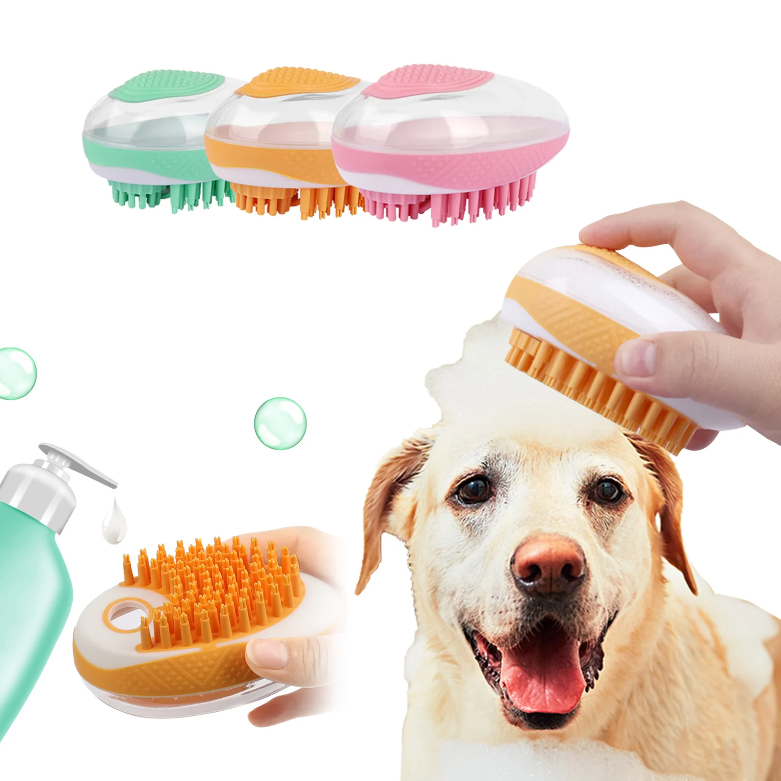 Dog Cat Bath Brush 2-in-1 Pet SPA Massage Comb Soft Silicone Pets Shower Hair Grooming… — image 8