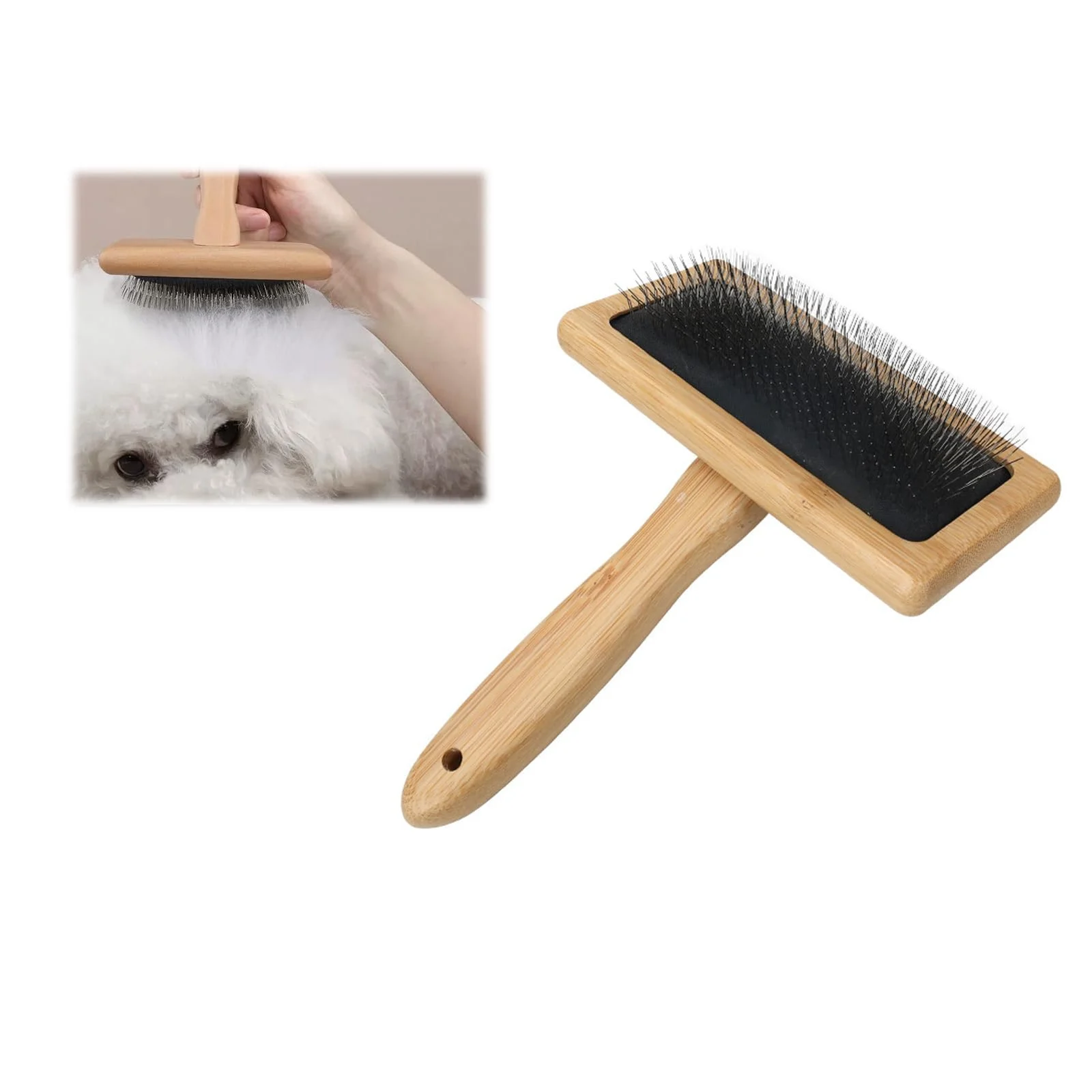 Dog & Cat Brush, Pet Slicker Brush With Bamboo Handle For Large Medium Short Hair… — image 4