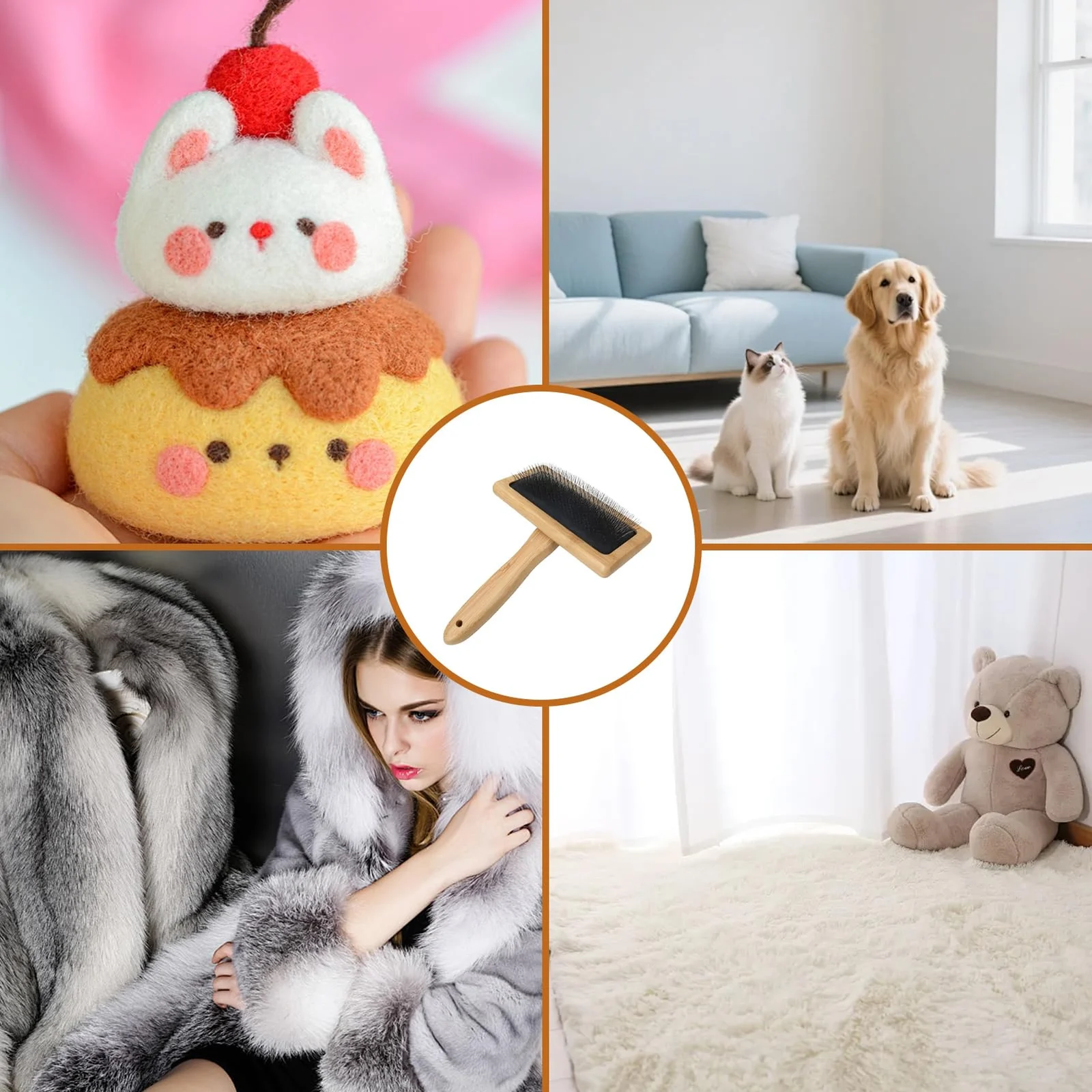 Dog & Cat Brush, Pet Slicker Brush With Bamboo Handle For Large Medium Short Hair… — image 2