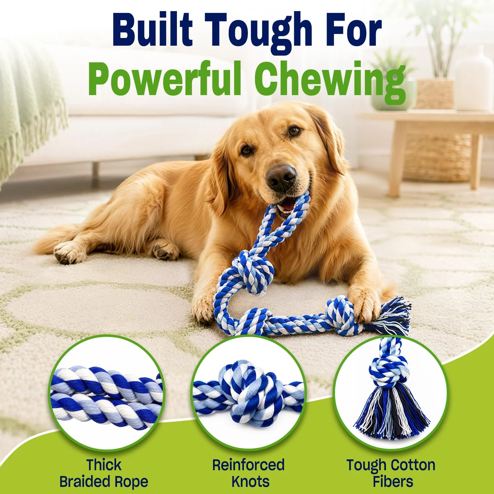 Dog Rope Toys For Aggressive Chewers, Tough Chew Heavy Duty Tug Of War Large Medium… — image 3