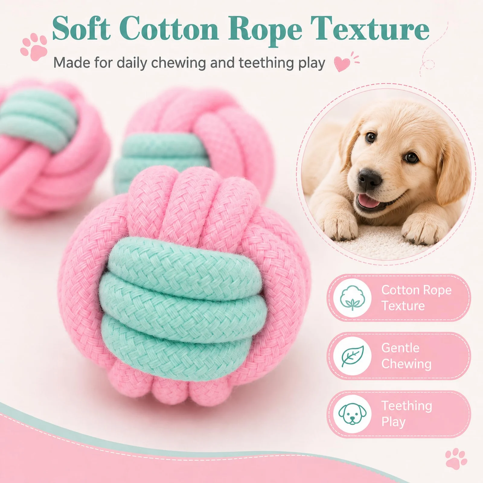 Dog Rope Toys For Puppies And Small Dogs, 6 Pack Cotton Chew Tug Teething Puppies,… — image 2