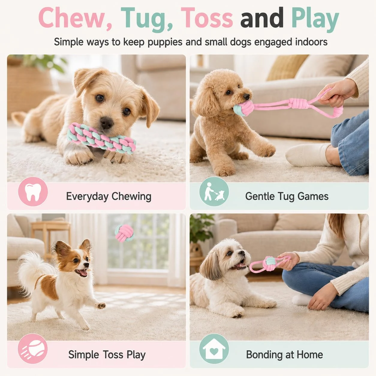 Dog Rope Toys For Puppies And Small Dogs, 6 Pack Cotton Chew Tug Teething Puppies,… — image 5