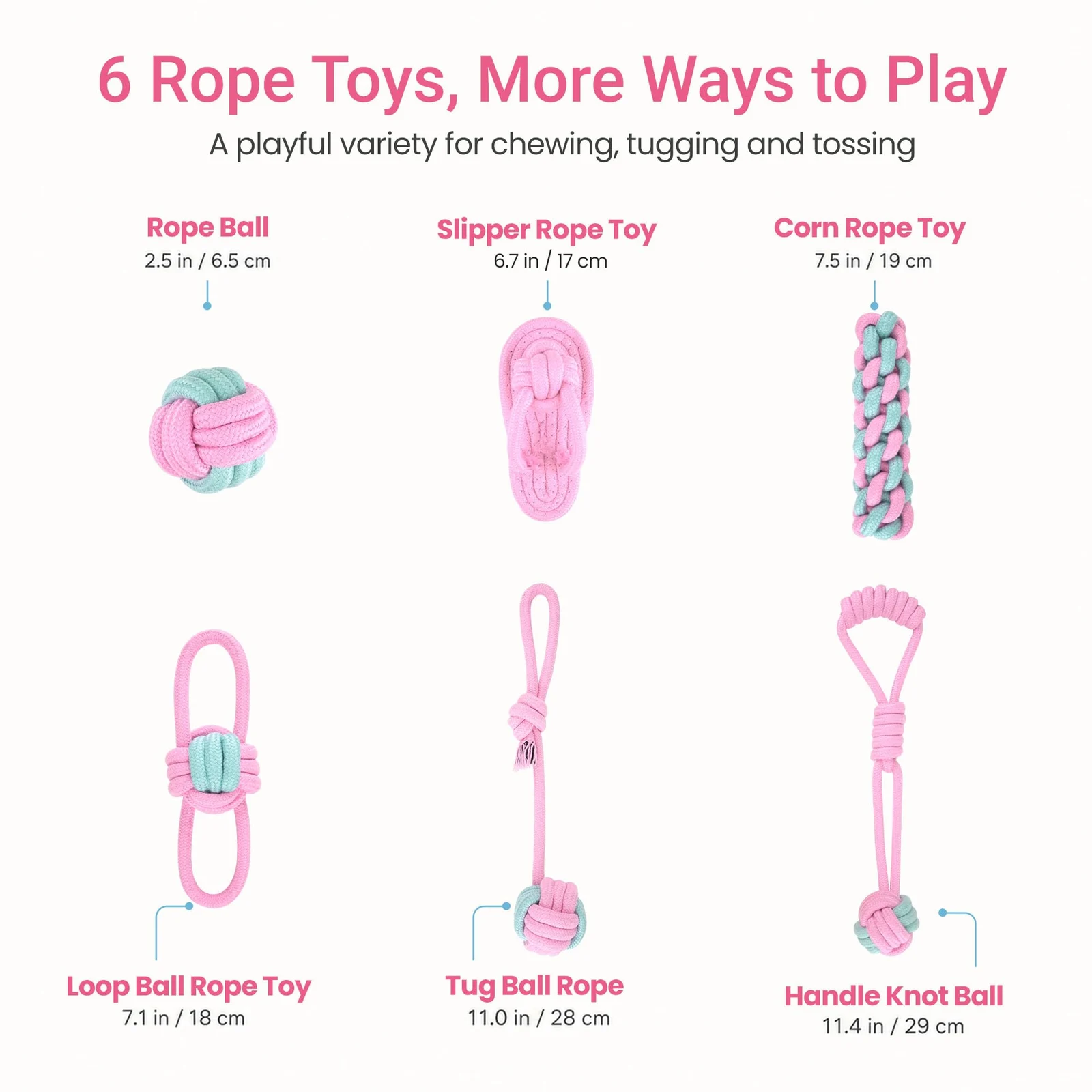 Dog Rope Toys For Puppies And Small Dogs, 6 Pack Cotton Chew Tug Teething Puppies,… — image 4