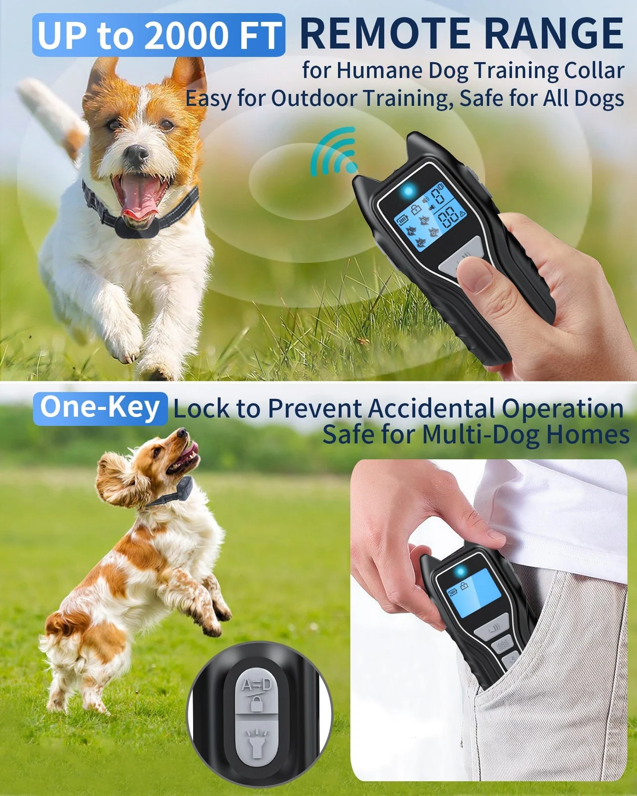 Dog Shock Collar With Remote Control, Waterproof Training Bk 2000FT Range, 4 Modes,… — image 3