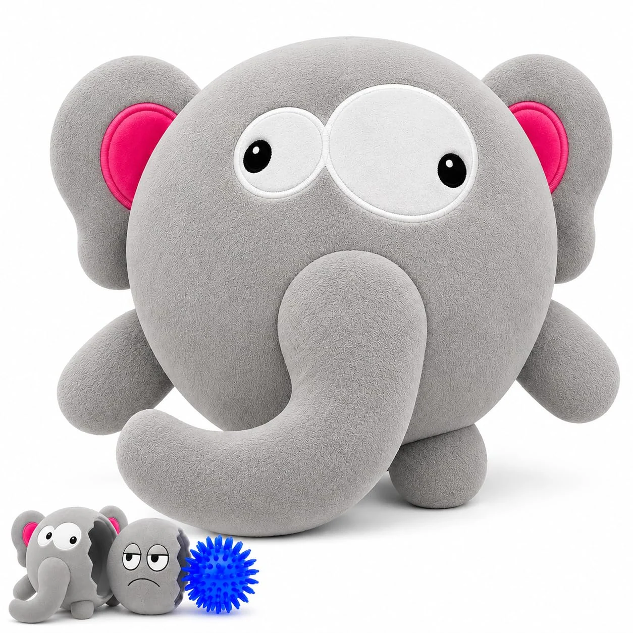 Dog Toy For Aggressive Chewers No Stuffing Crinkle Plush 3-in-1 Elephant , Durable… — image 2
