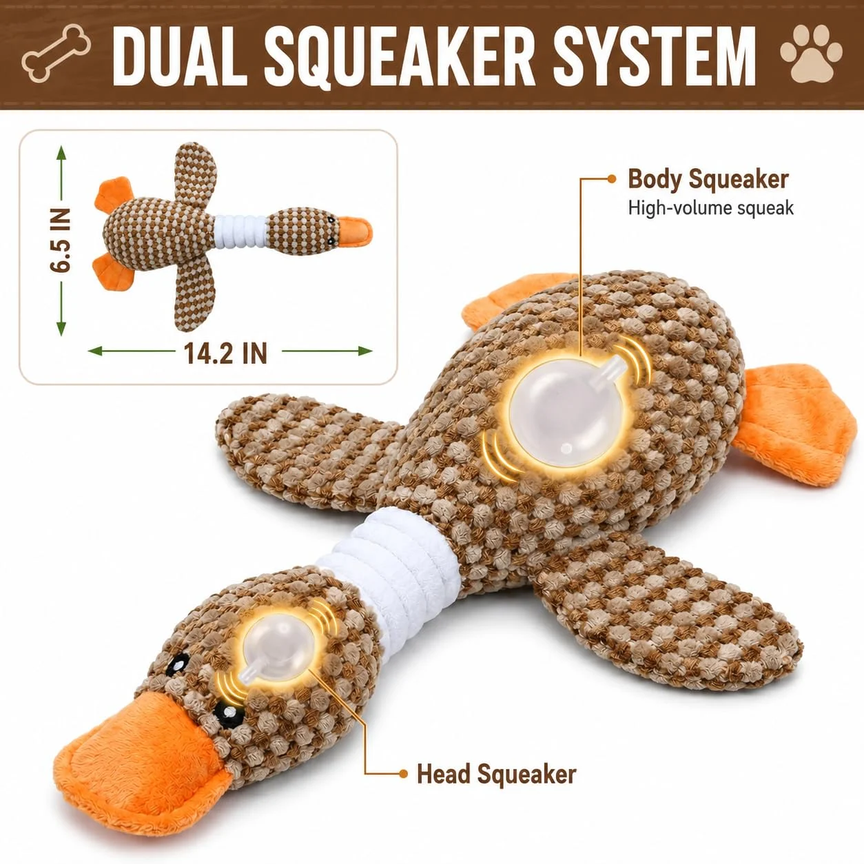 Dog Toys For Aggressive Chewers, Duck Plush Squeaky Crinkle Chew Toy Puppies And Small… — image 5