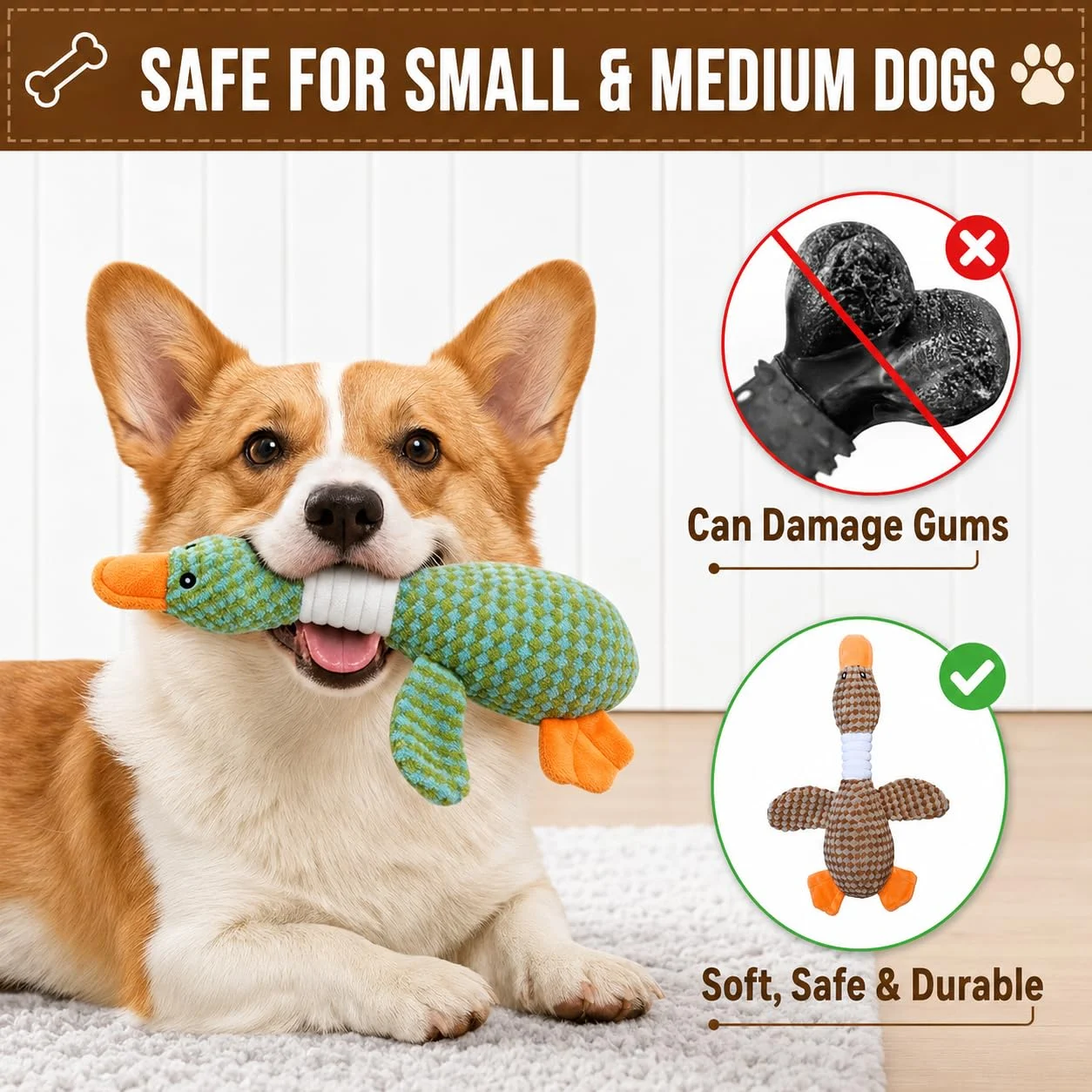 Dog Toys For Aggressive Chewers, Duck Plush Squeaky Crinkle Chew Toy Puppies And Small… — image 3