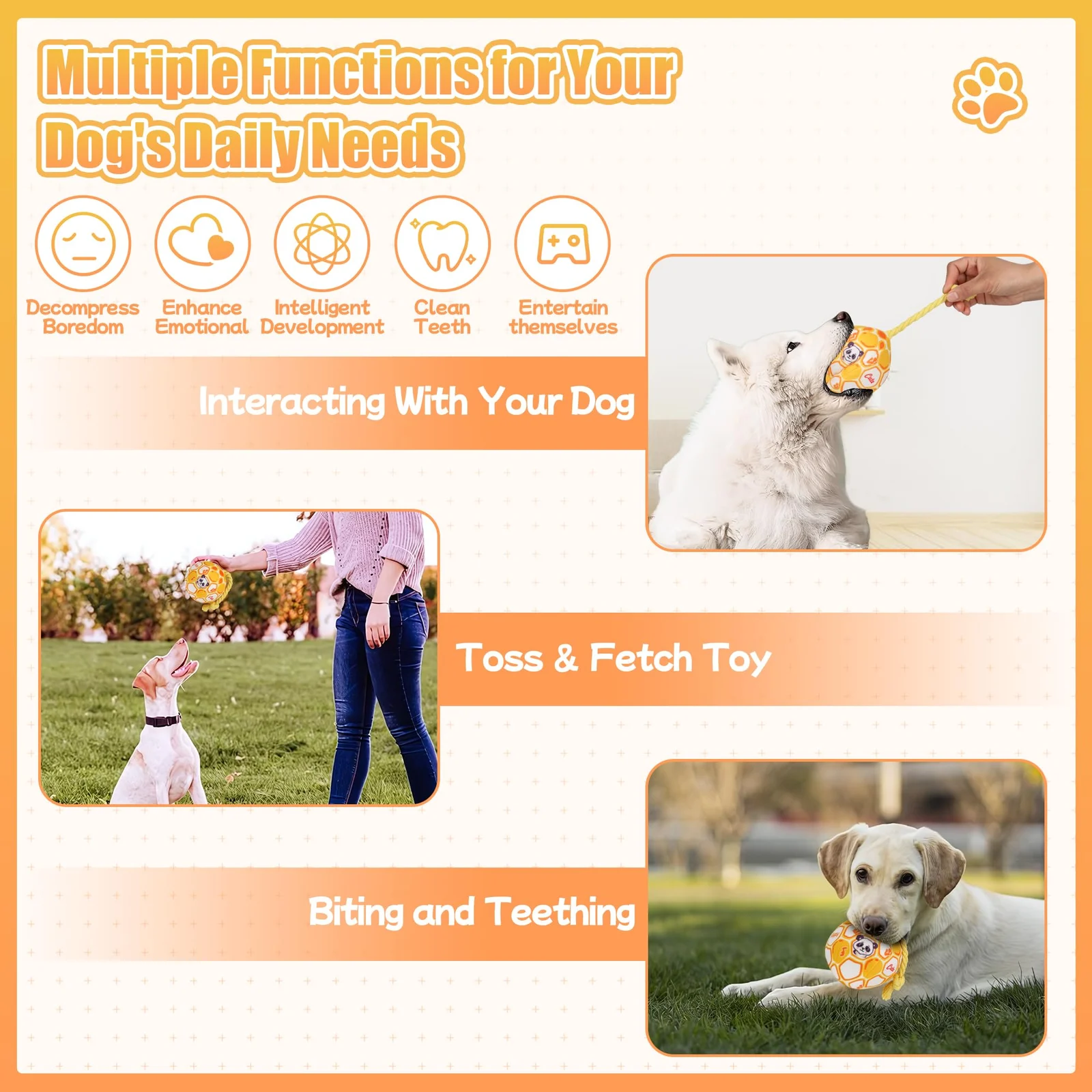 Dog Toys For Small Dogs, Interactive Squeaky Ball Rope Plush Soft Stuffed Chew Puppy… — image 7
