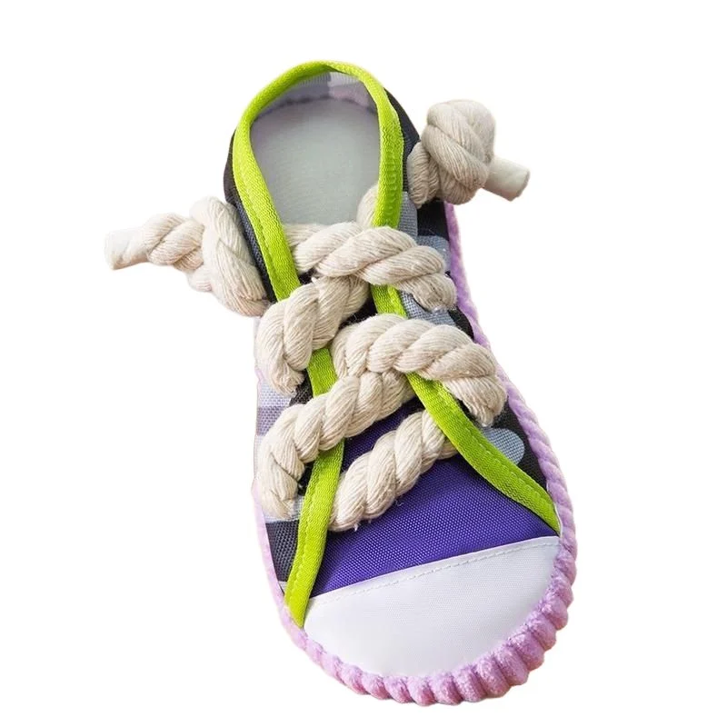 Dog Toys Shoes Pet Cotton Rope Slippers Sound Making Teeth Cleaning Built-in BB Airbag… — image 4