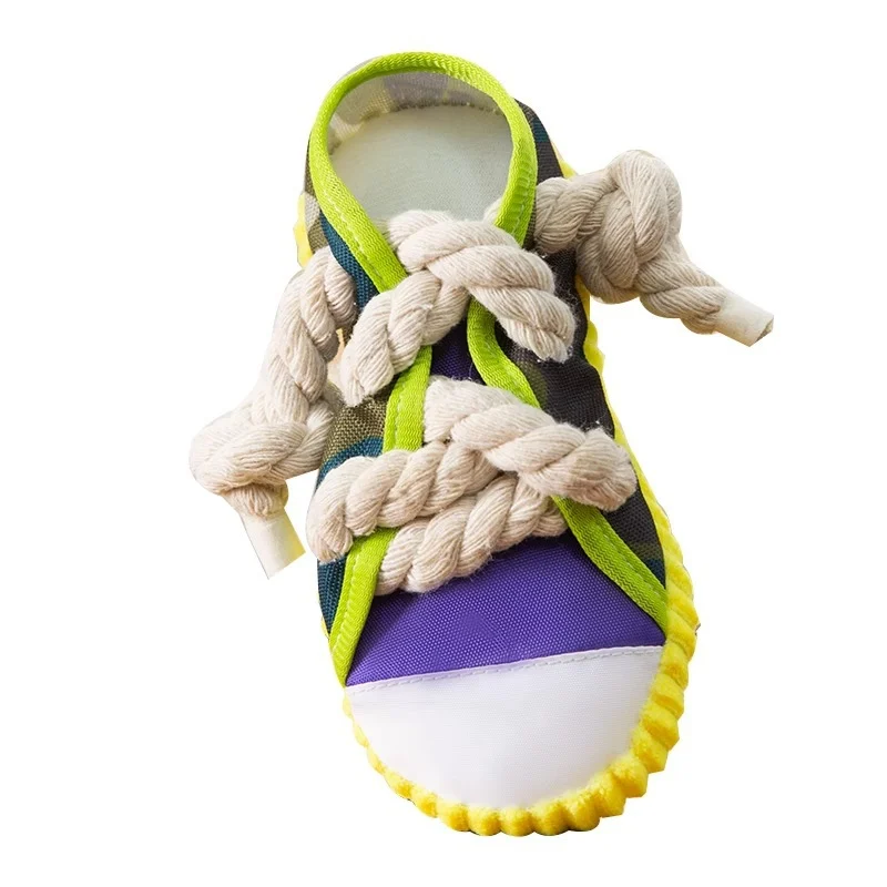 Dog Toys Shoes Pet Cotton Rope Slippers Sound Making Teeth Cleaning Built-in BB Airbag… — variant image