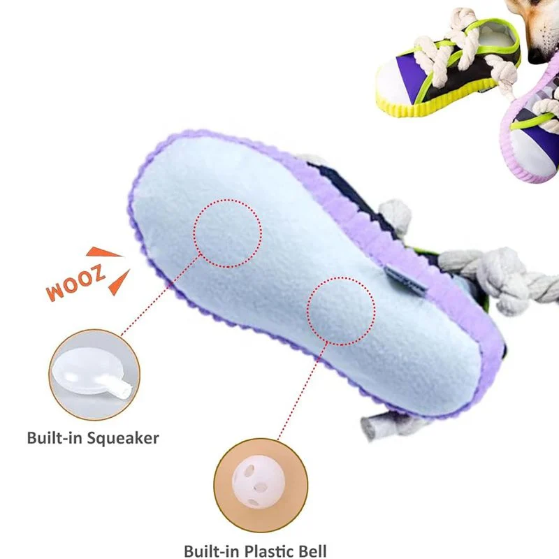 Dog Toys Shoes Pet Cotton Rope Slippers Sound Making Teeth Cleaning Built-in BB Airbag… — image 3
