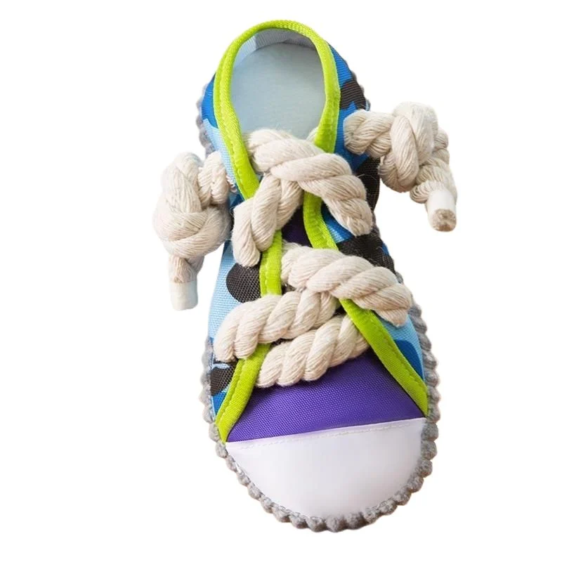 Dog Toys Shoes Pet Cotton Rope Slippers Sound Making Teeth Cleaning Built-in BB Airbag… — variant image