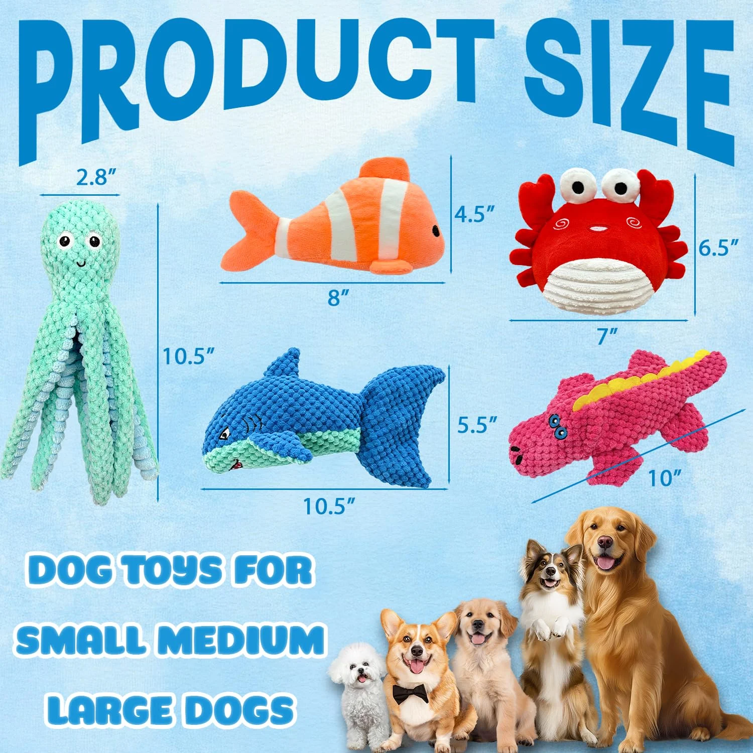 Dog Toys Squeaky Crinkle For Aggressive Chewers, Plush Puppy Toy 5 Pack Chew Teething,… — image 8