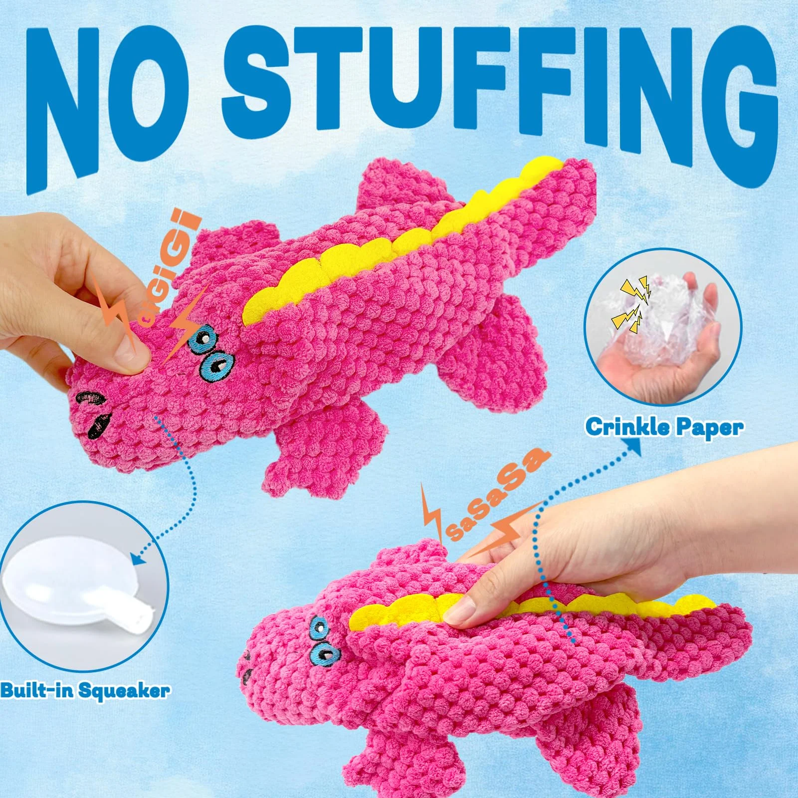 Dog Toys Squeaky Crinkle For Aggressive Chewers, Plush Puppy Toy 5 Pack Chew Teething,… — image 1