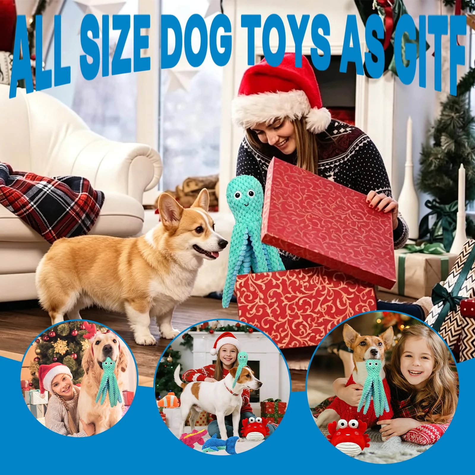 Dog Toys Squeaky Crinkle For Aggressive Chewers, Plush Puppy Toy 5 Pack Chew Teething,… — image 3