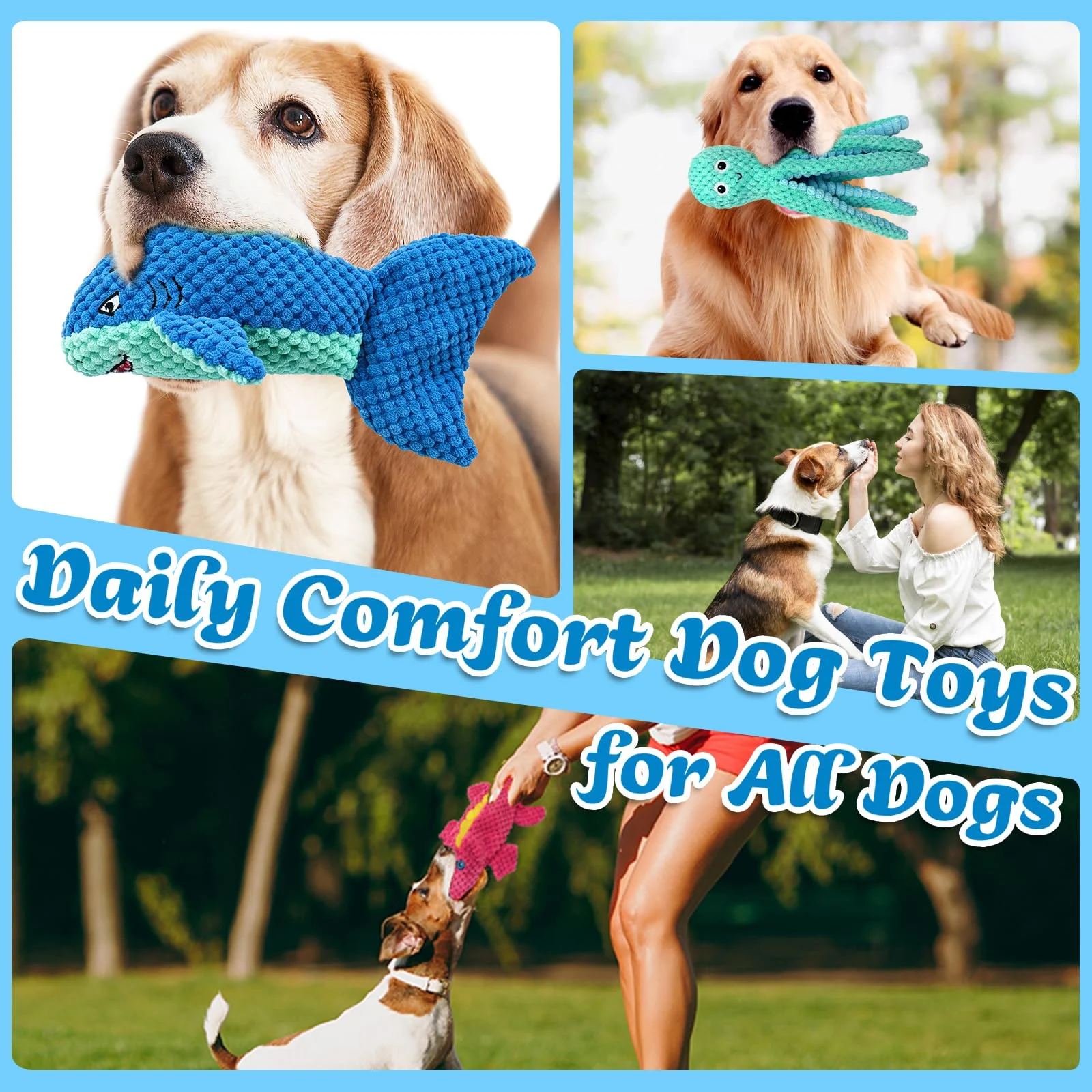 Dog Toys Squeaky Crinkle For Aggressive Chewers, Plush Puppy Toy 5 Pack Chew Teething,… — image 2