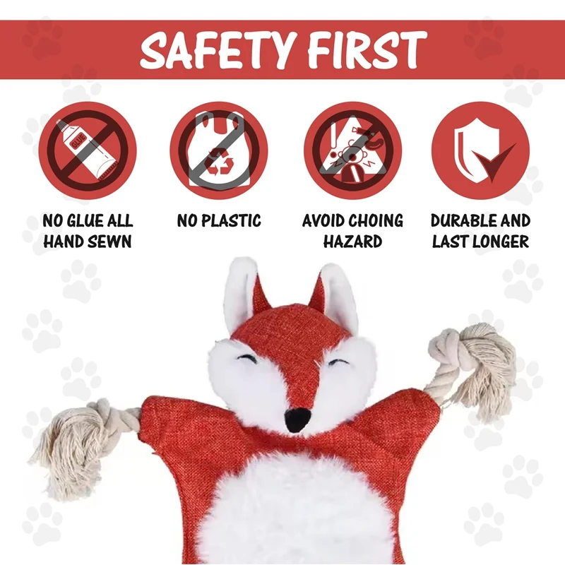 Dog Toys, Stuffed, Chewing, Plush, Squeaky Animal Pet Puppy, Fox, Squirrel, Dog, Cat,… — image 2
