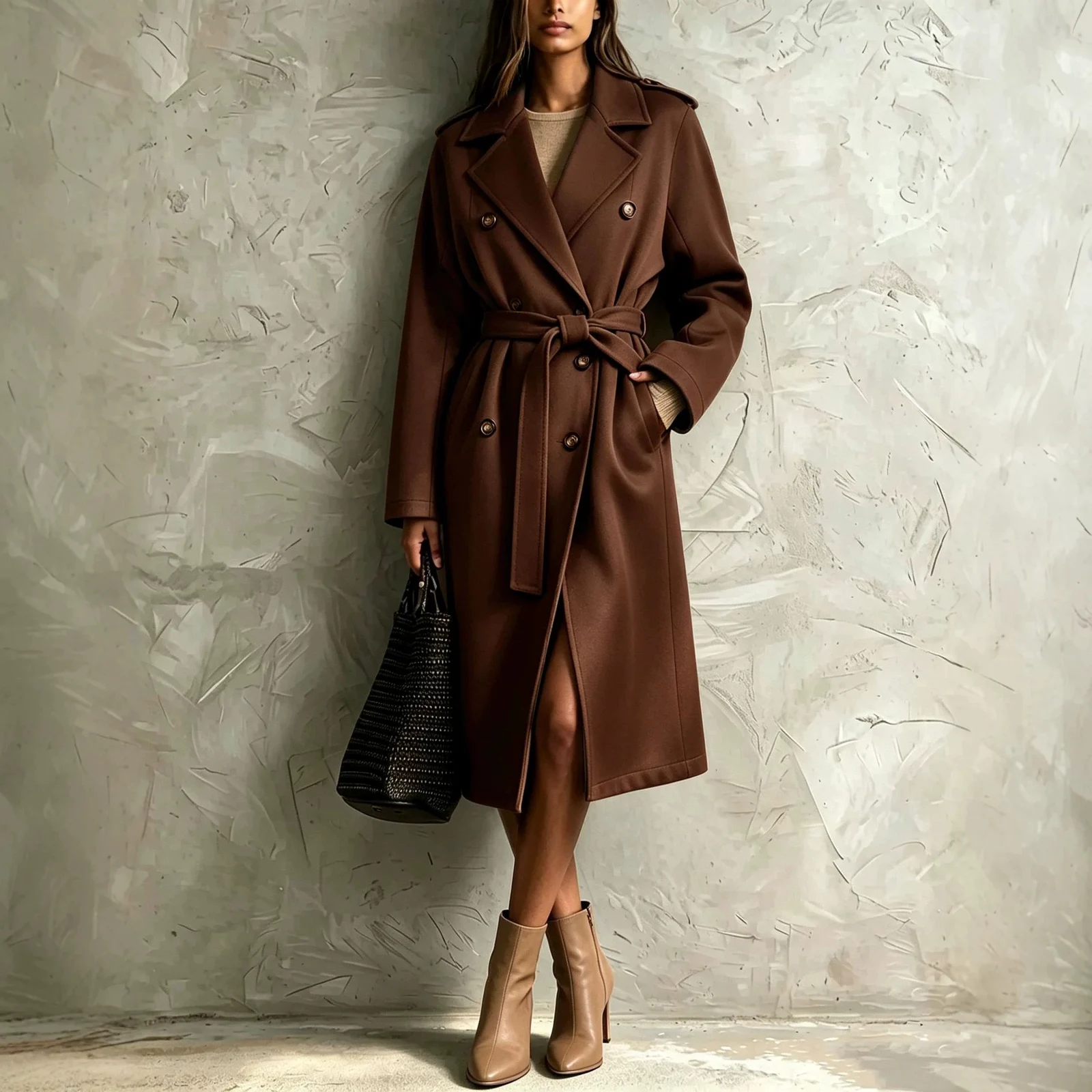 Double-breasted Belted Mid-length Wool Coat — image 2