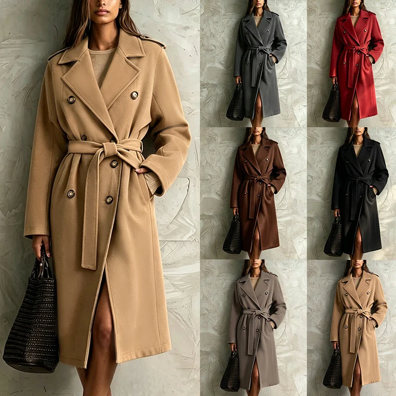 Double-breasted Belted Mid-length Wool Coat — image 4