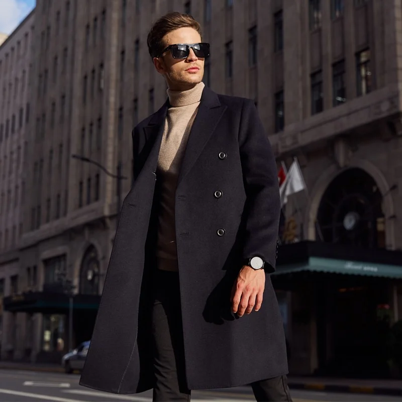 Double-breasted Handcrafted Wool Overcoat For Men — image 2