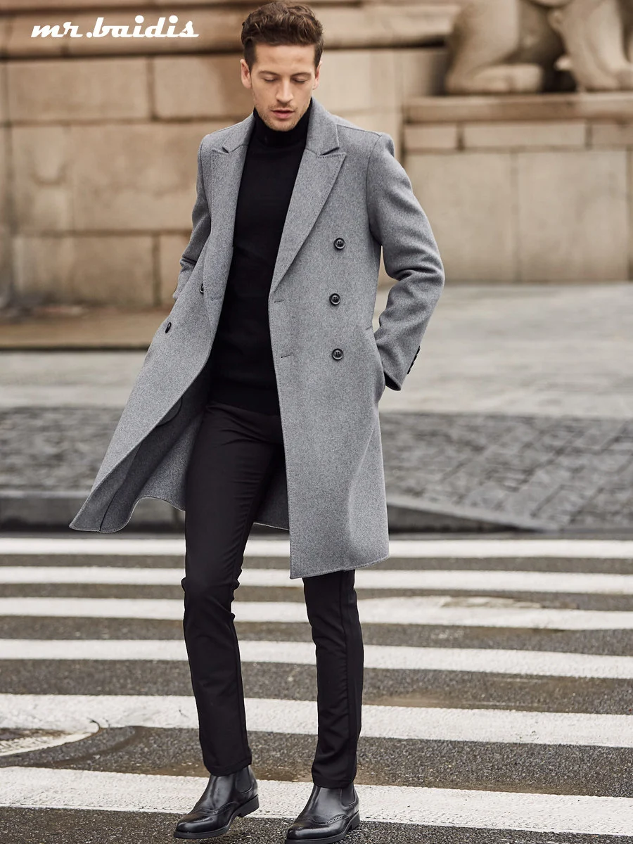 Double-breasted Handcrafted Wool Overcoat For Men — image 4