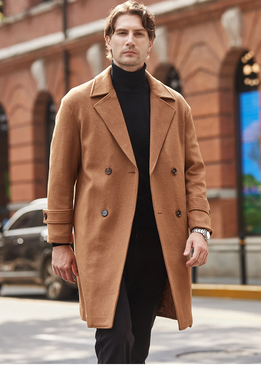 Double Breasted Thickened Mid Length Woolen Windbreaker Jacket — image 5