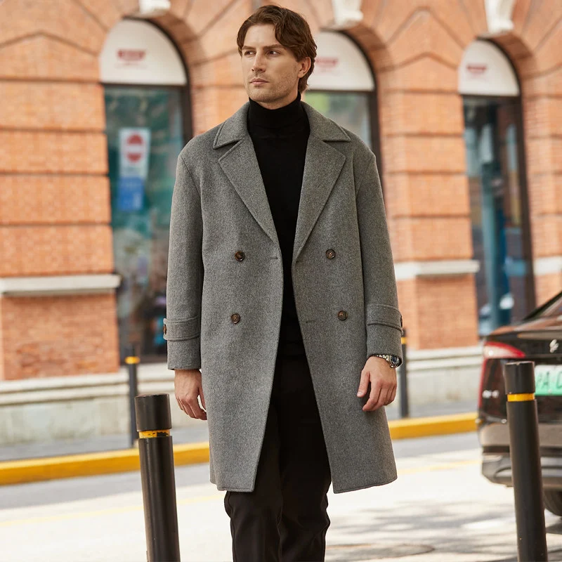 Double Breasted Thickened Mid Length Woolen Windbreaker Jacket — image 4