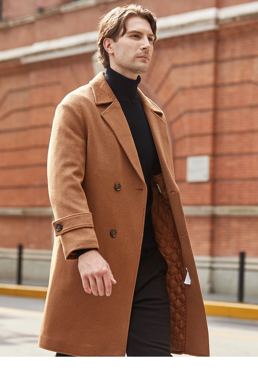 Double Breasted Thickened Mid Length Woolen Windbreaker Jacket — image 1