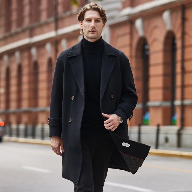 Double Breasted Thickened Mid Length Woolen Windbreaker Jacket — image 2
