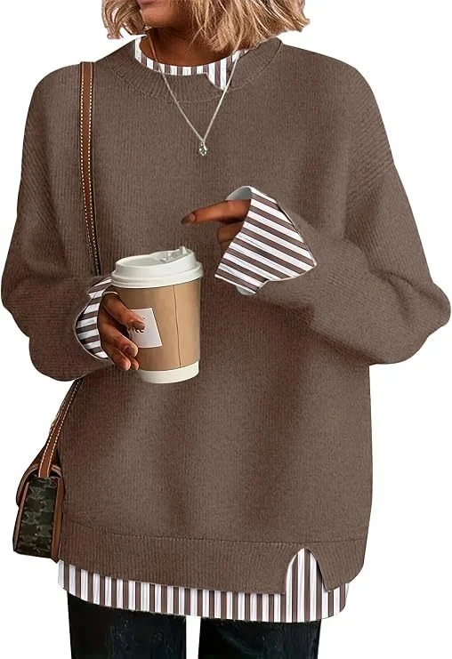 Double-layer Faux Collar Sweater Knitwear — image 2