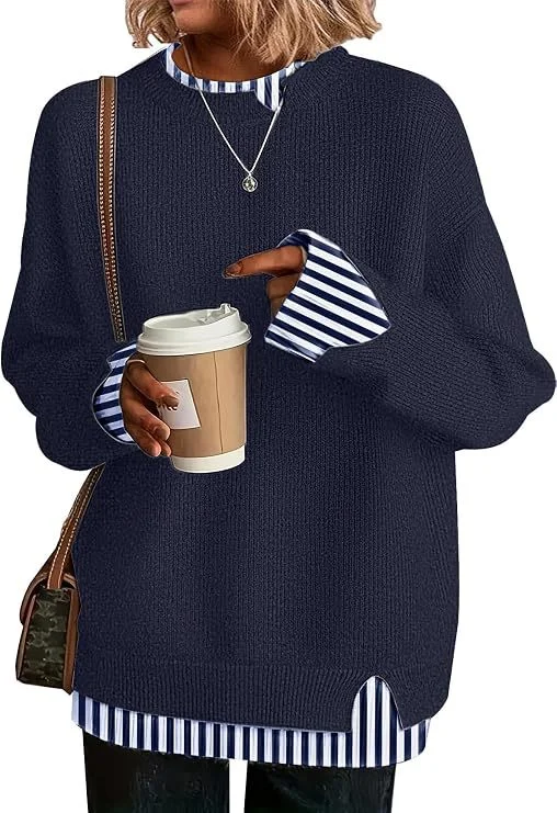 Double-layer Faux Collar Sweater Knitwear — image 18