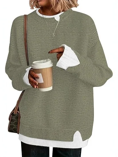 Double-layer Faux Collar Sweater Knitwear — image 13