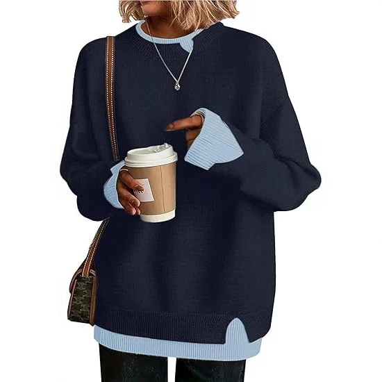 Double-layer Faux Collar Sweater Knitwear — image 3