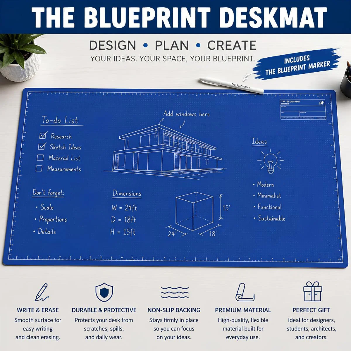 Double-sided Deskmat Blueprint Desk Mat Set — image 5