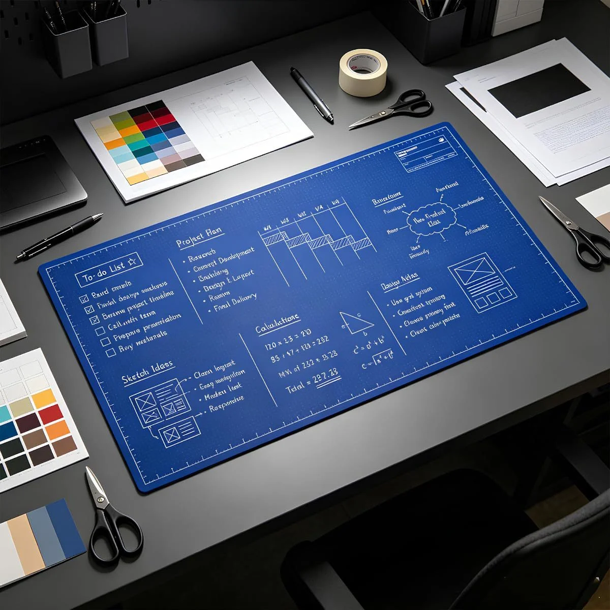 Double-sided Deskmat Blueprint Desk Mat Set — image 2