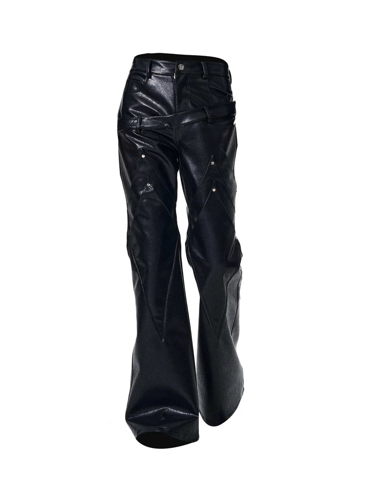 Double-waistband, Slightly Flared Leather Pants — image 6