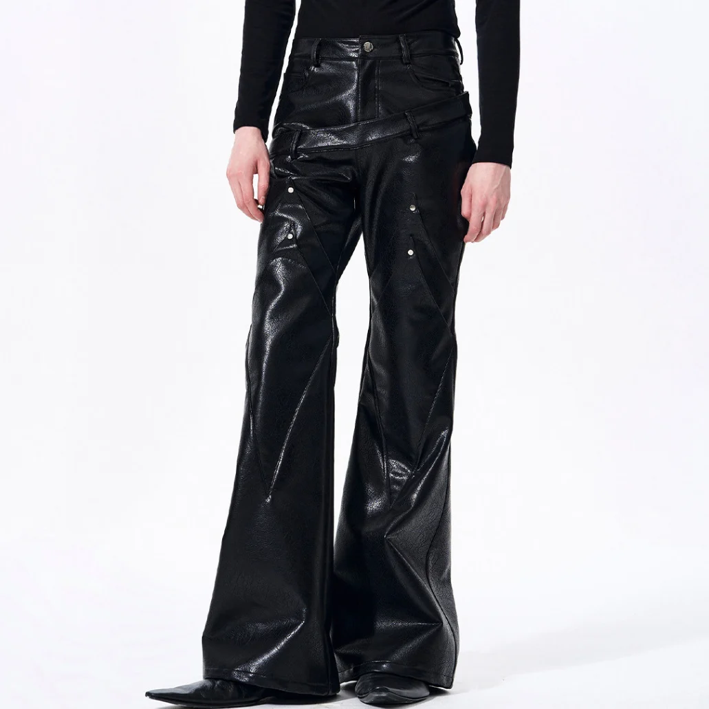 Double-waistband, Slightly Flared Leather Pants — image 5