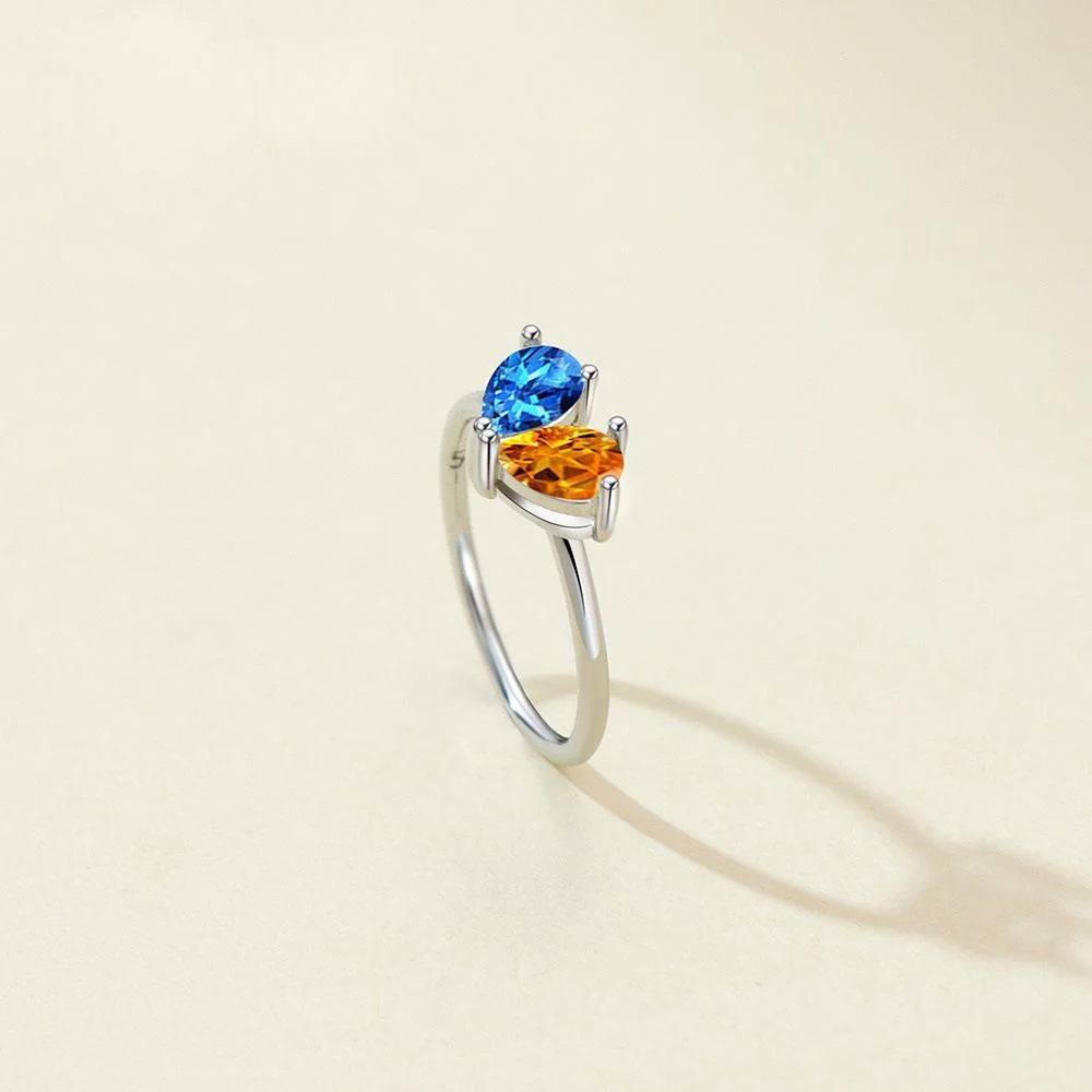 Double Water Droplet Diamond Ring Can Be Freely DIY December Birthstone — image 4