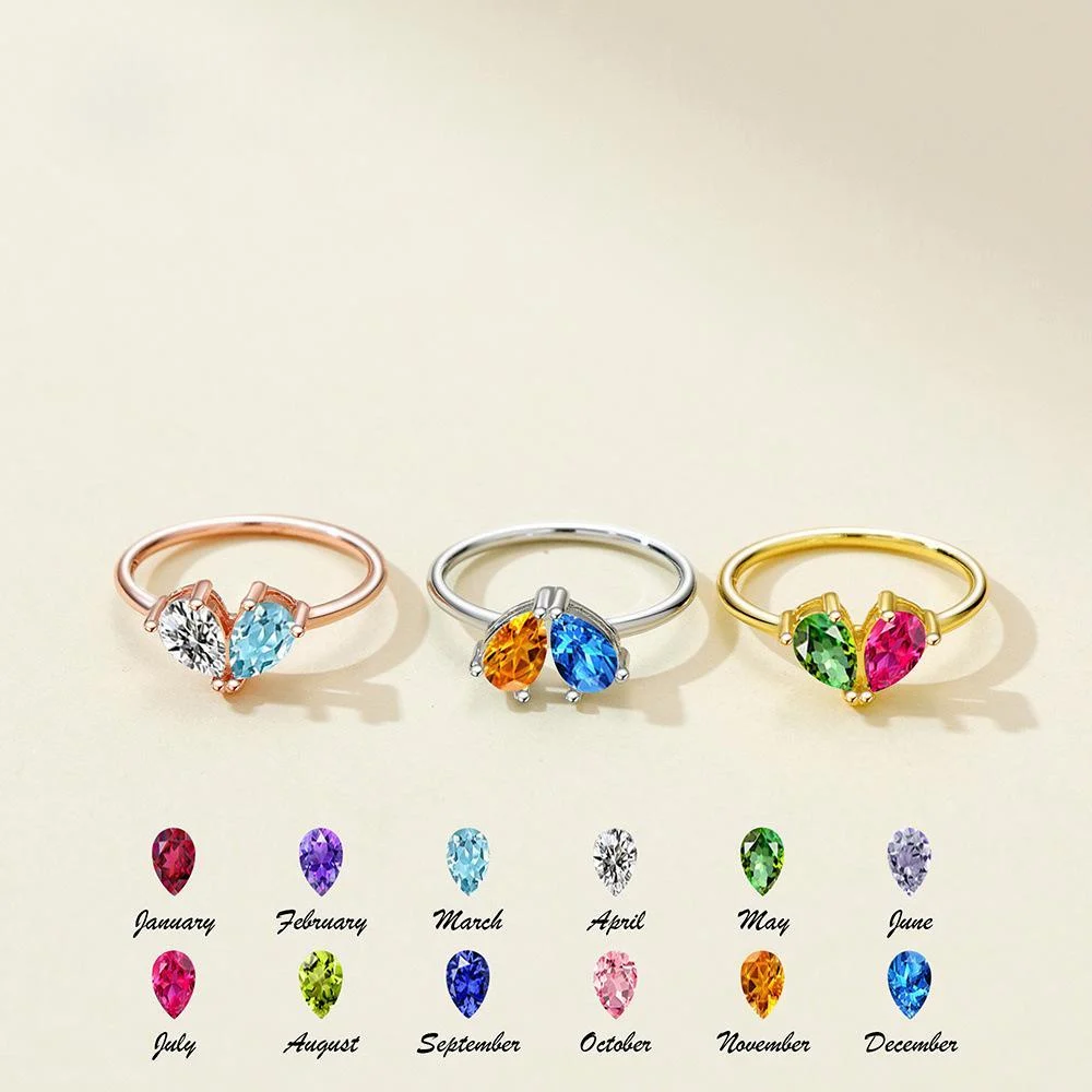 Double Water Droplet Diamond Ring Can Be Freely DIY December Birthstone — image 3