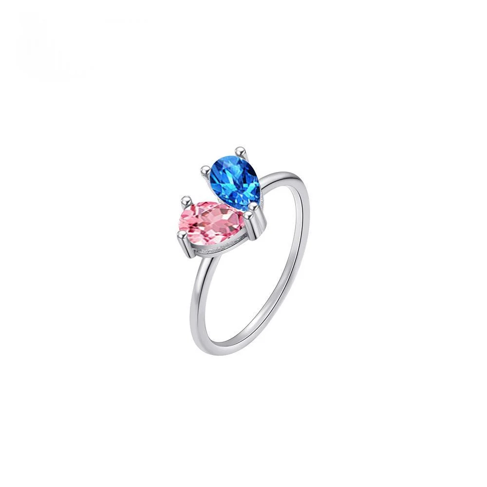 Double Water Droplet Diamond Ring Can Be Freely DIY December Birthstone — image 2