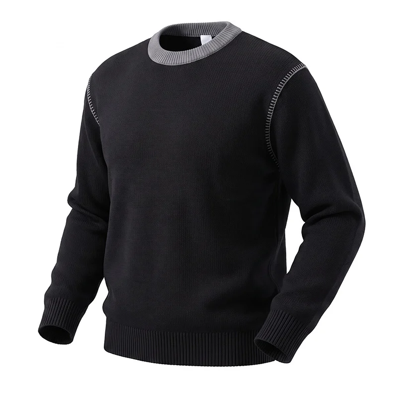 Double Zipper Round Neck Long Sleeve Sweater Men — image 2